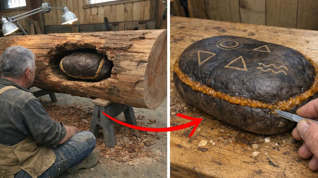 Wood Sculptor Found Leather Pouch in Log, Opened It and Began to Cry!