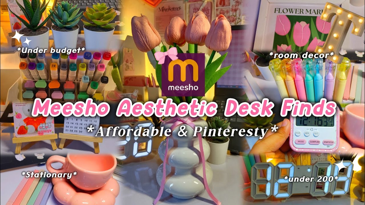 🌷Affordable Aesthetic DESK FINDS from Meesho💗 |Budget friendly desk decor | Pinterest Worthy ✨