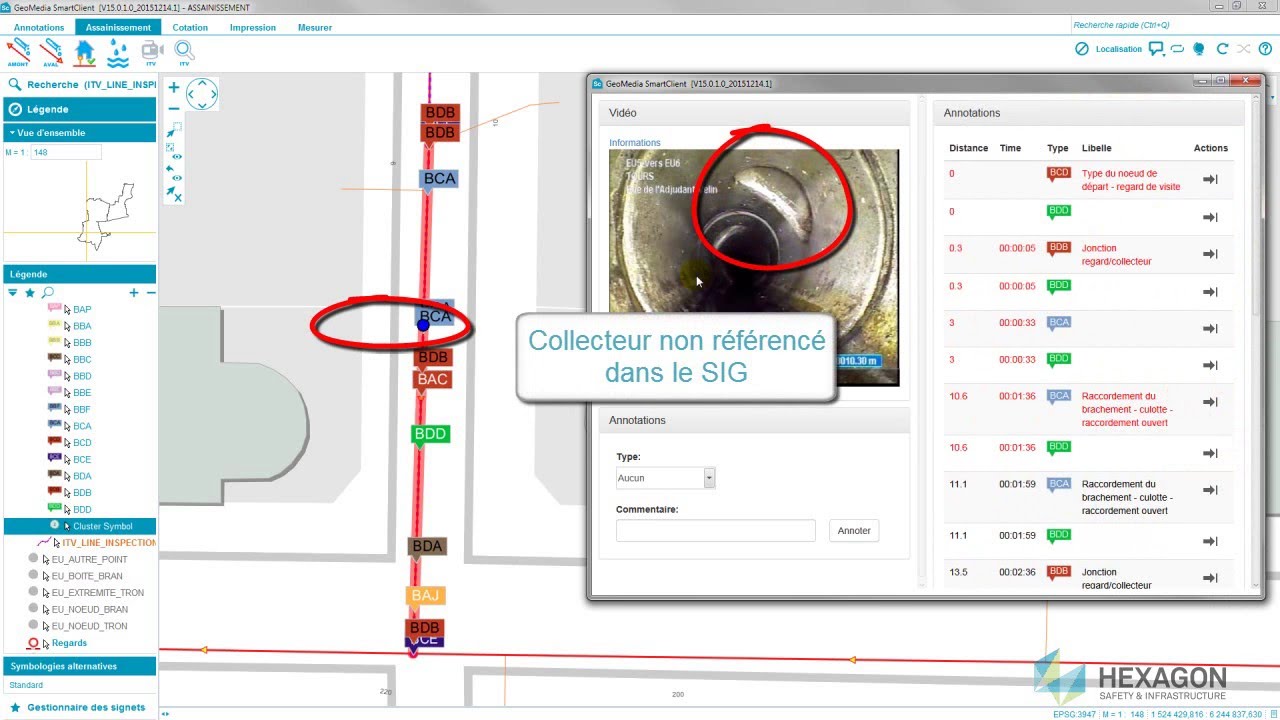 GeoMedia Smart Client - Inspection Télévisée des réseaux d'assainissement
