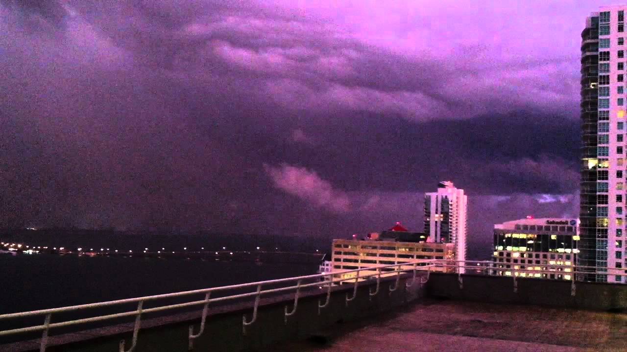 Thunderstorm Sweeping Over Miami's Shoreline -- South Beach, Brickell and Key Biscayne