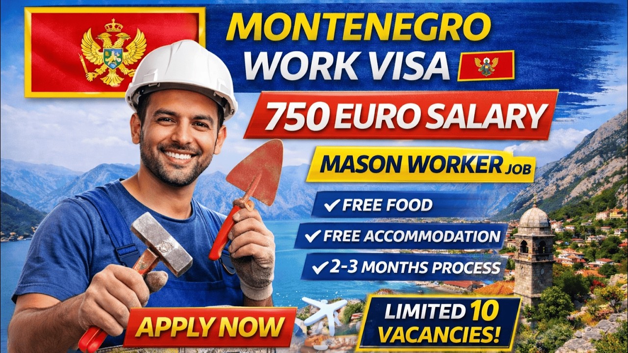 Montenegro Work Permit Visa is now open for Mason Worker Job with attractive salary.