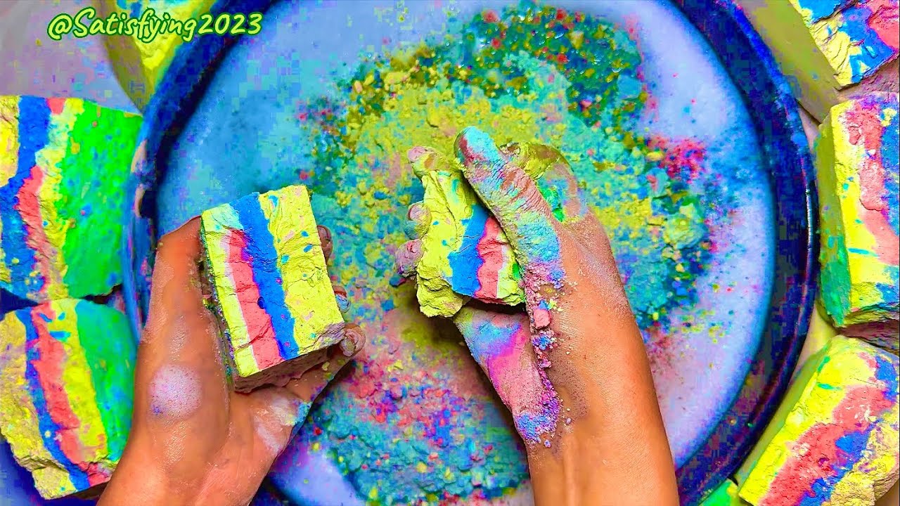 So beautiful marbled Chalk blocks / ODDLY SATISFYING / ASMR SOUNDS 