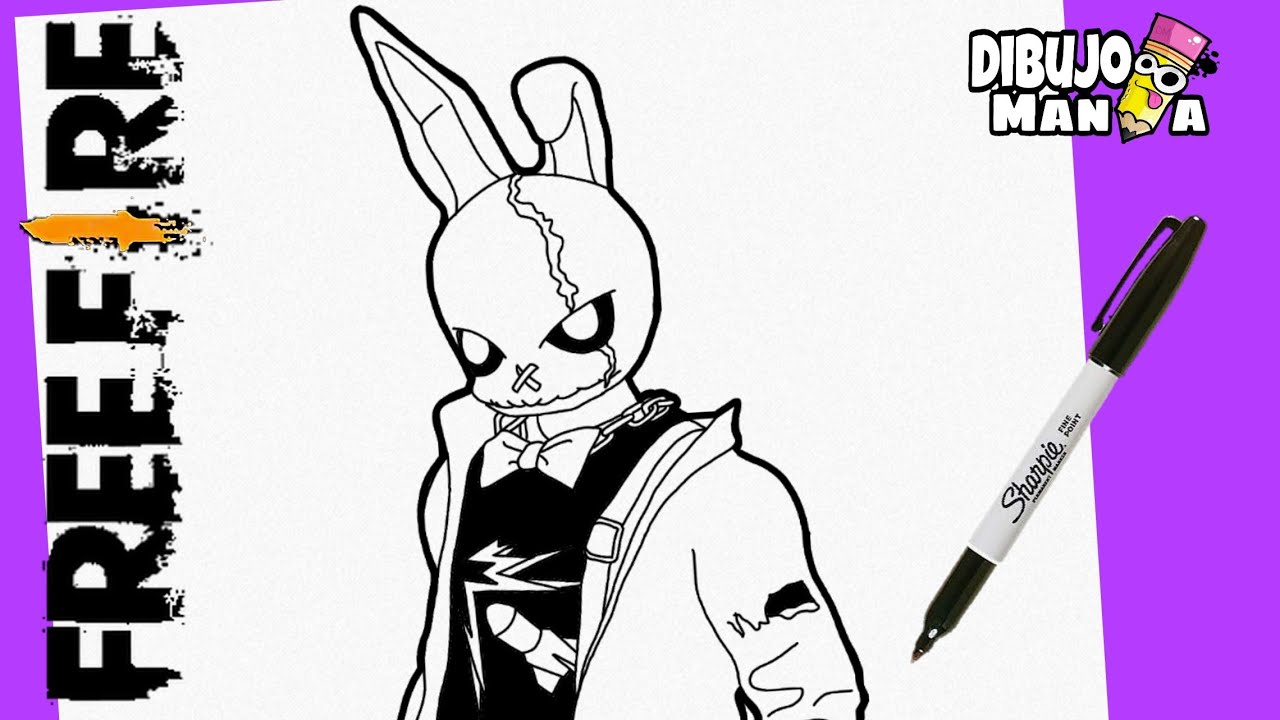 COMO DIBUJAR AL CONEJO LIEBRE DE LA OBSECION DE FREE FIRE | DIBUJOS DE FREE FIRE