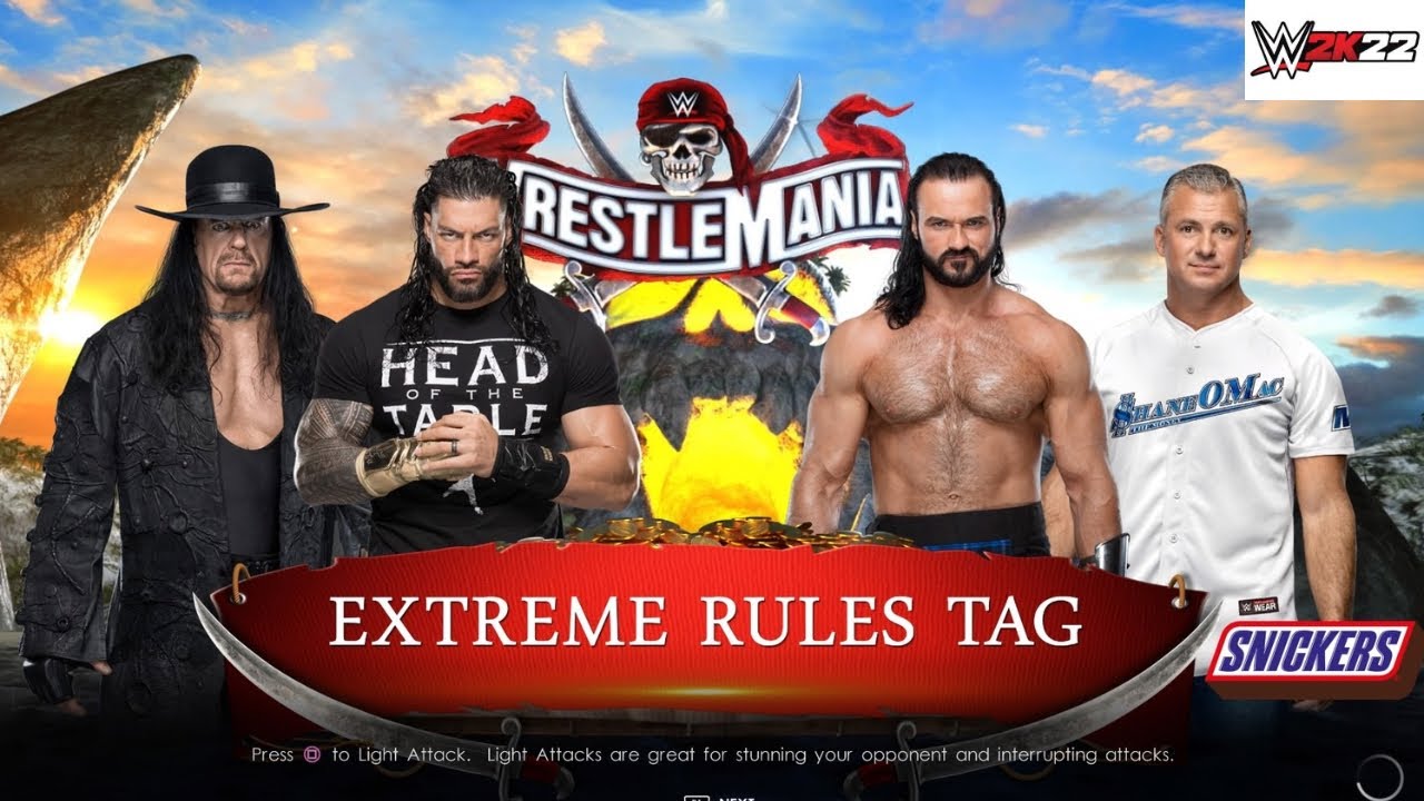 WWE 2K22 - ROMAN REIGNS & THE UNDERTAKER vs DREW MCYNTIRE & SHANE McMAHON￼ - PS4 GAMEPLAY