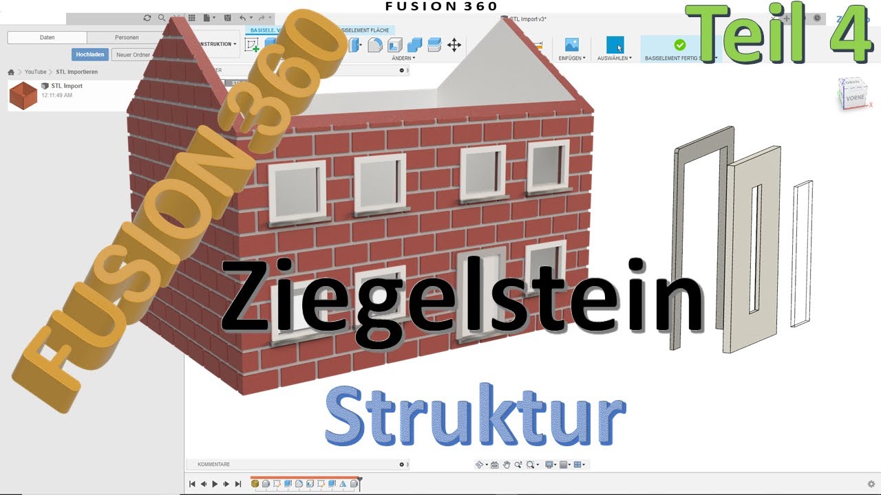 Fusion 360 Ziegelstein Struktur Teil 4 Tür Türzarge - Baugruppe - Gelenke - Zep To
