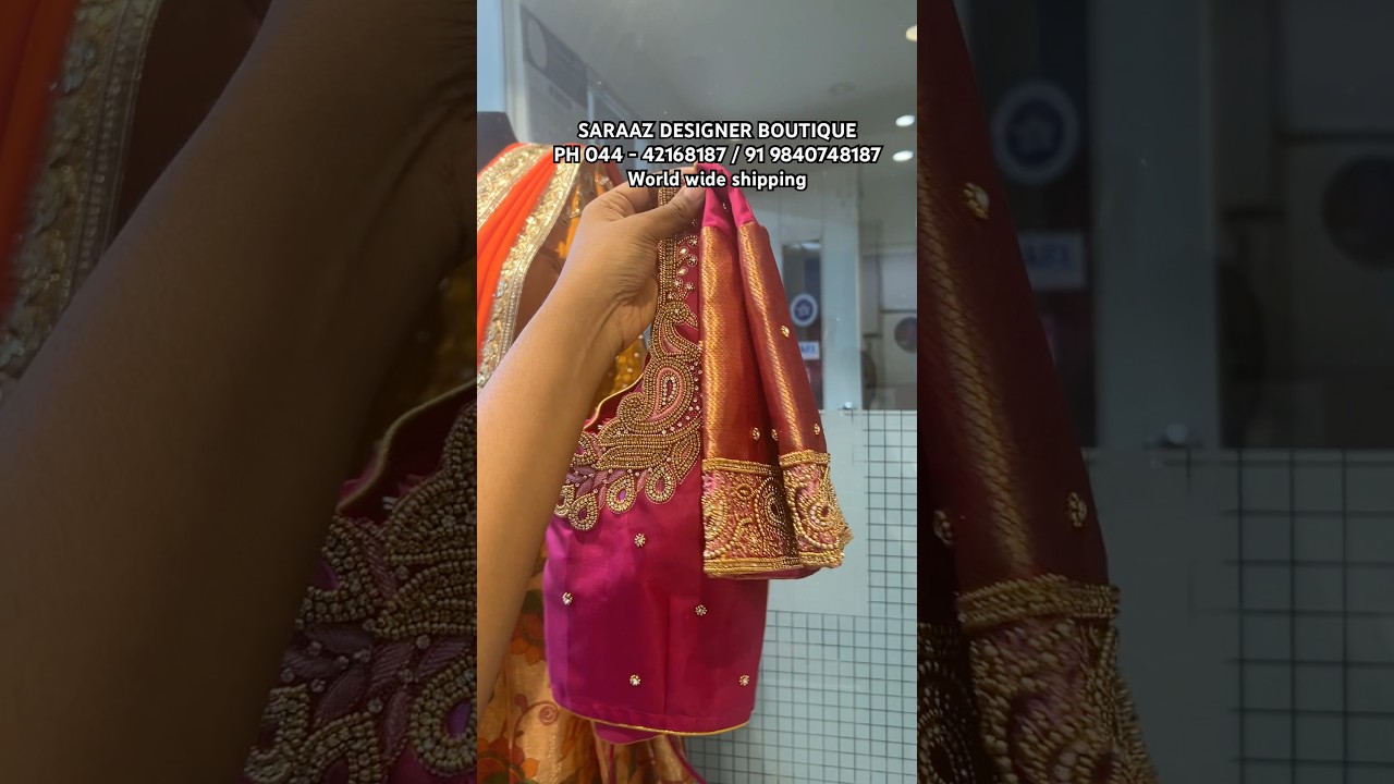 Pink silk Saree blouse design 😍😍 #bridalmakeup