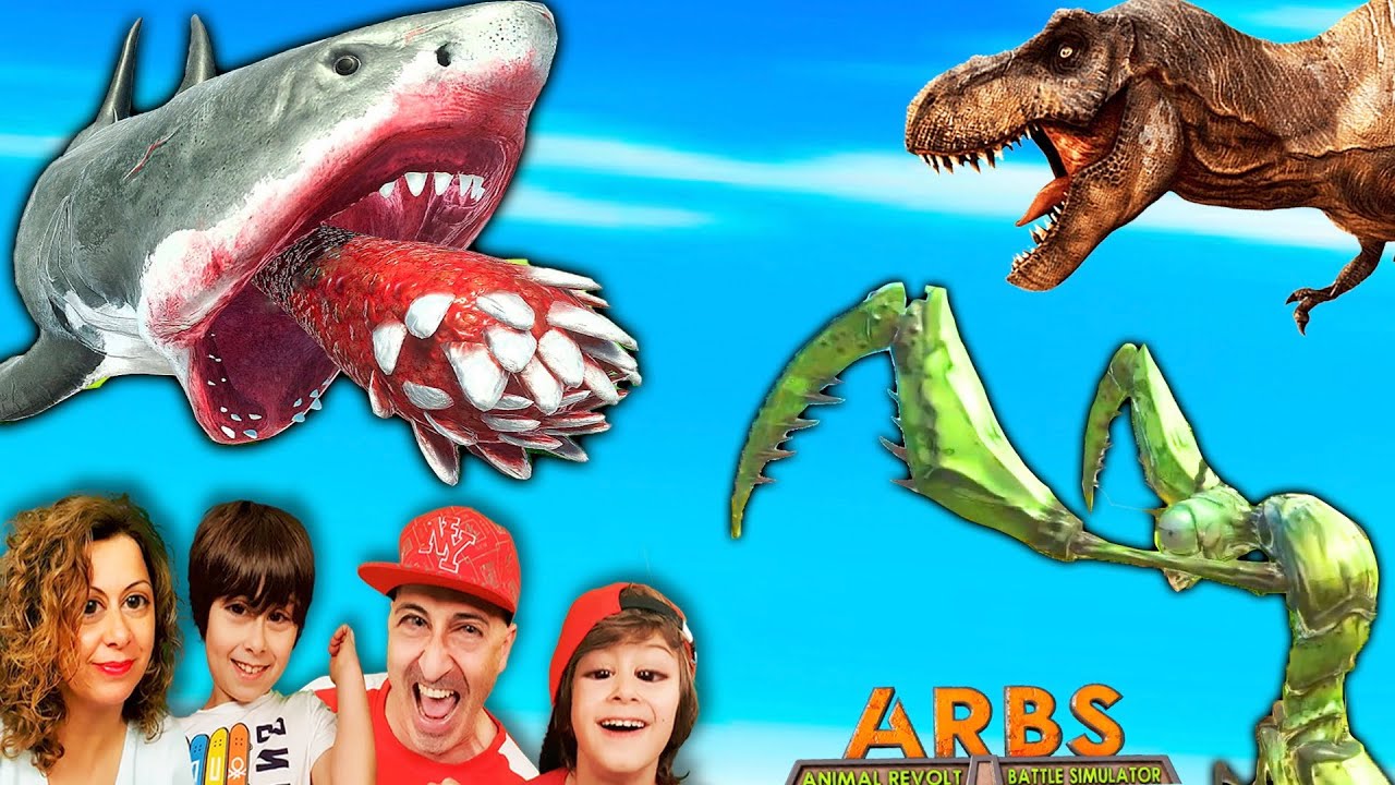 Dinosaurios vs  BICHOS!! y MEGALODONES !! Los Polo combaten por equipos en ARBS