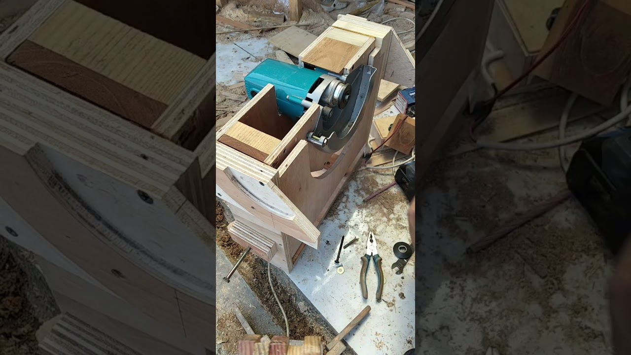 Membuat tablesaw turun naik dan sudut dengan circular saw modern 2600L #tablesawrakitan #circularsaw