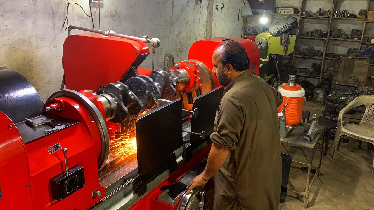 Caterpillar 6 Cylinder Engine Crankshaft Grinding || Refurbishing Crankshaft Complete Process