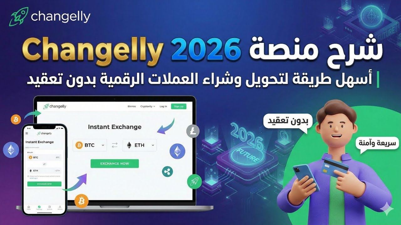 شرح منصة Changelly 2026 | أسهل طريقة لتحويل وشراء العملات الرقمية بدون تعقيد