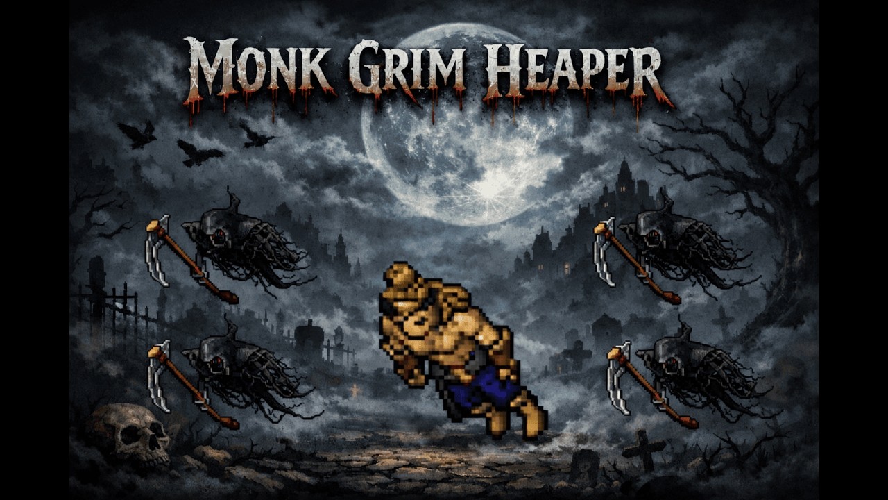 TIBIA HUNT MONK 130+ GRIM REAPER SOLO