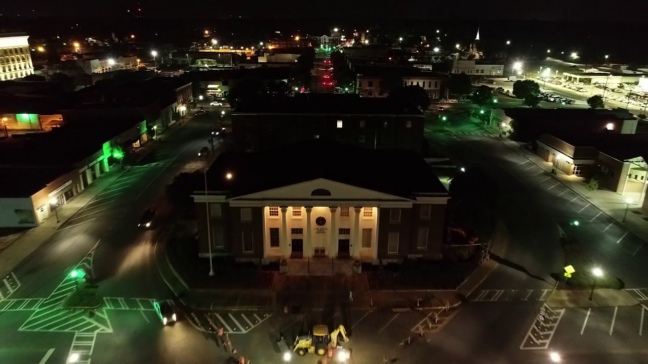 Downtown Dublin Aerial Video at Night