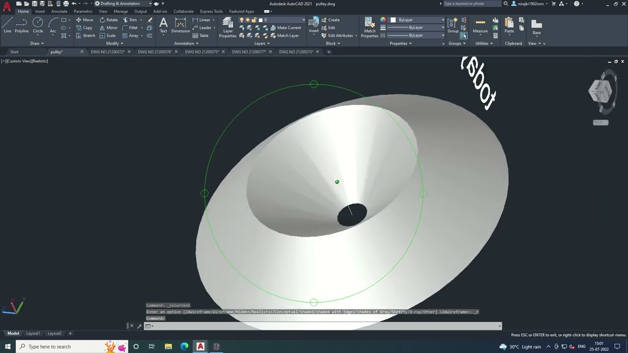 USE of revolve command Auto cad