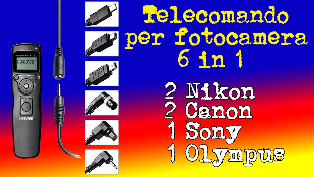 Telecomando per fotocamera 6 in 1: 2 Nikon 2 Canon 1 Sony 1 Olympus