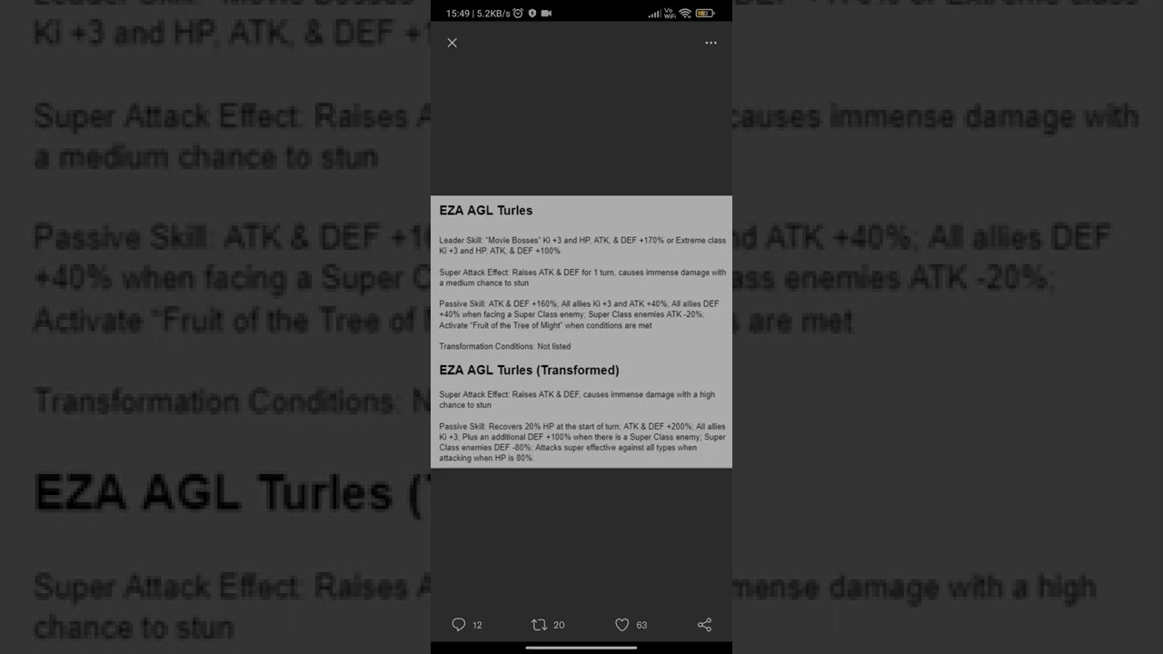 Agl Turtles EZA Info!!! DBZ DOKKAN BATTLE
