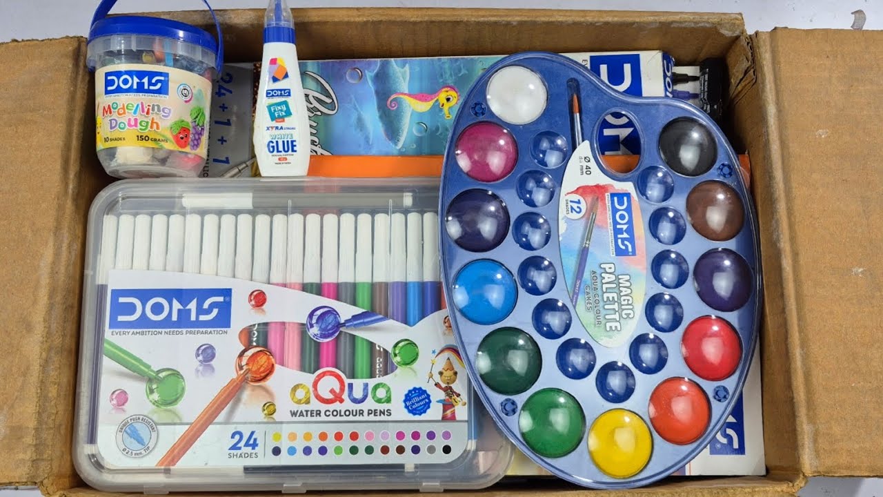 Latest DOMS Stationery🩵Crayons, Oil Pastels, Smart Kit, Brush Pen, Color Pencil, Geometry, Sharpener