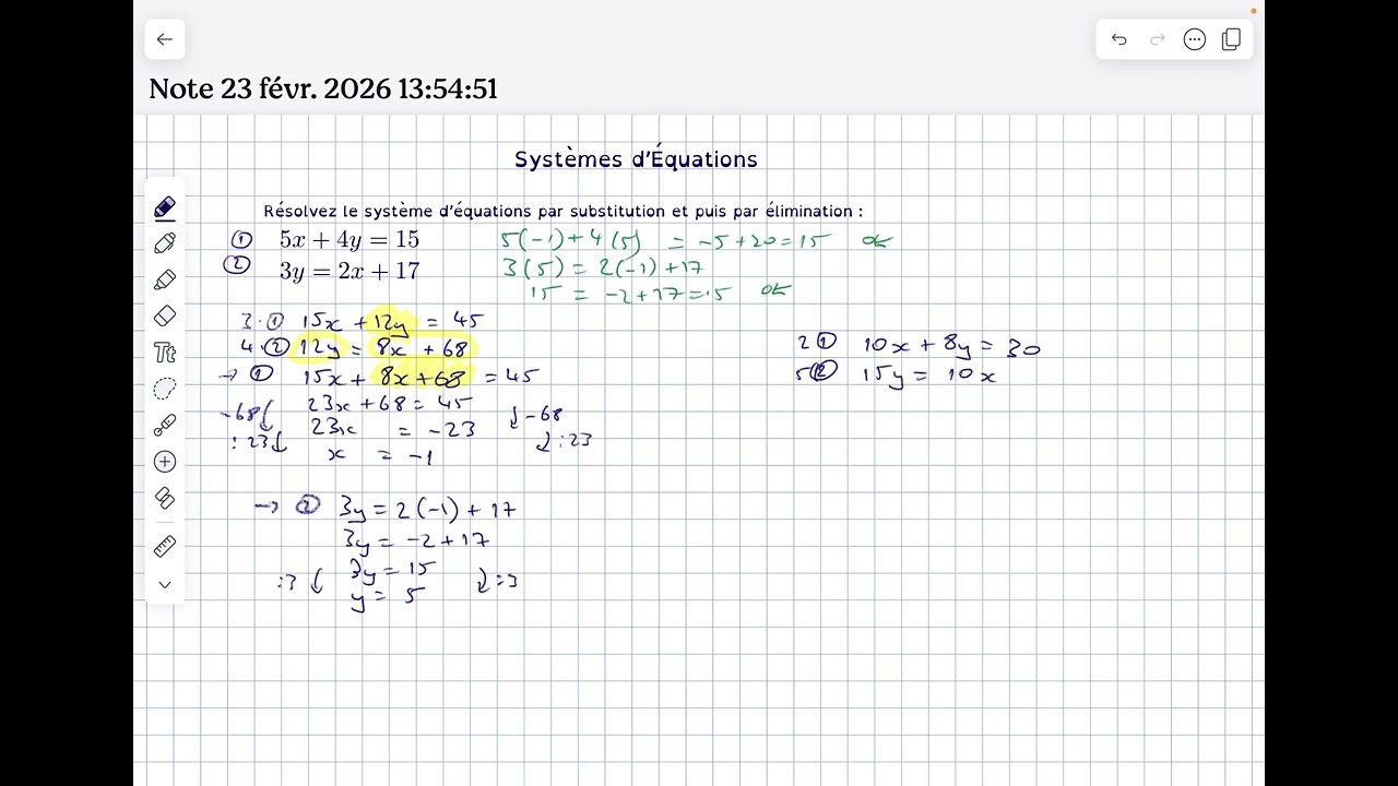 Systèmes d'Équations