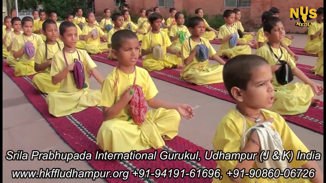 Srila Prabhupada International Gurukul (SPIG) Boys, Udhampur J & K Chanting Hare Krishna Mahamantra.