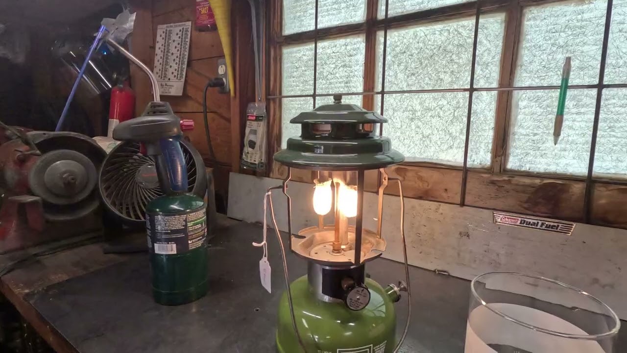 Coleman lantern with kerosene.