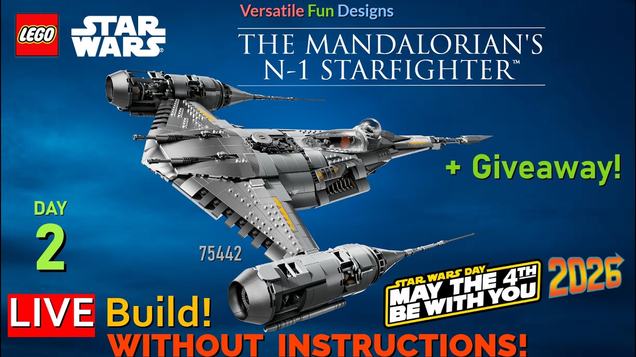 ✨ LEGO Star Wars UCS The Mandalorian's N-1 Starfighter 75442 LIVE Build WITHOUT INSTRUCTIONS! Day 2