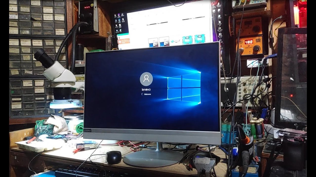 Lenovo PC AIO 520 22IKL / F0D4 All in One PC teardown and dead repair