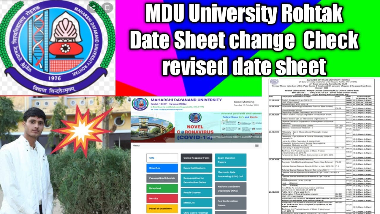 MDU University Rohtak II  # Date Sheet Change for B.A/B.SC 6th Sem #Download  Revised Date Sheet