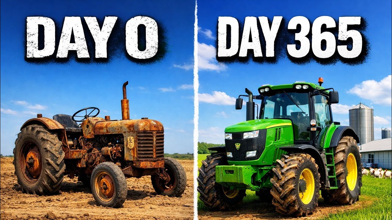 I survive 365 days in an abandoned Farm With Just 17$ 😱| FS25
