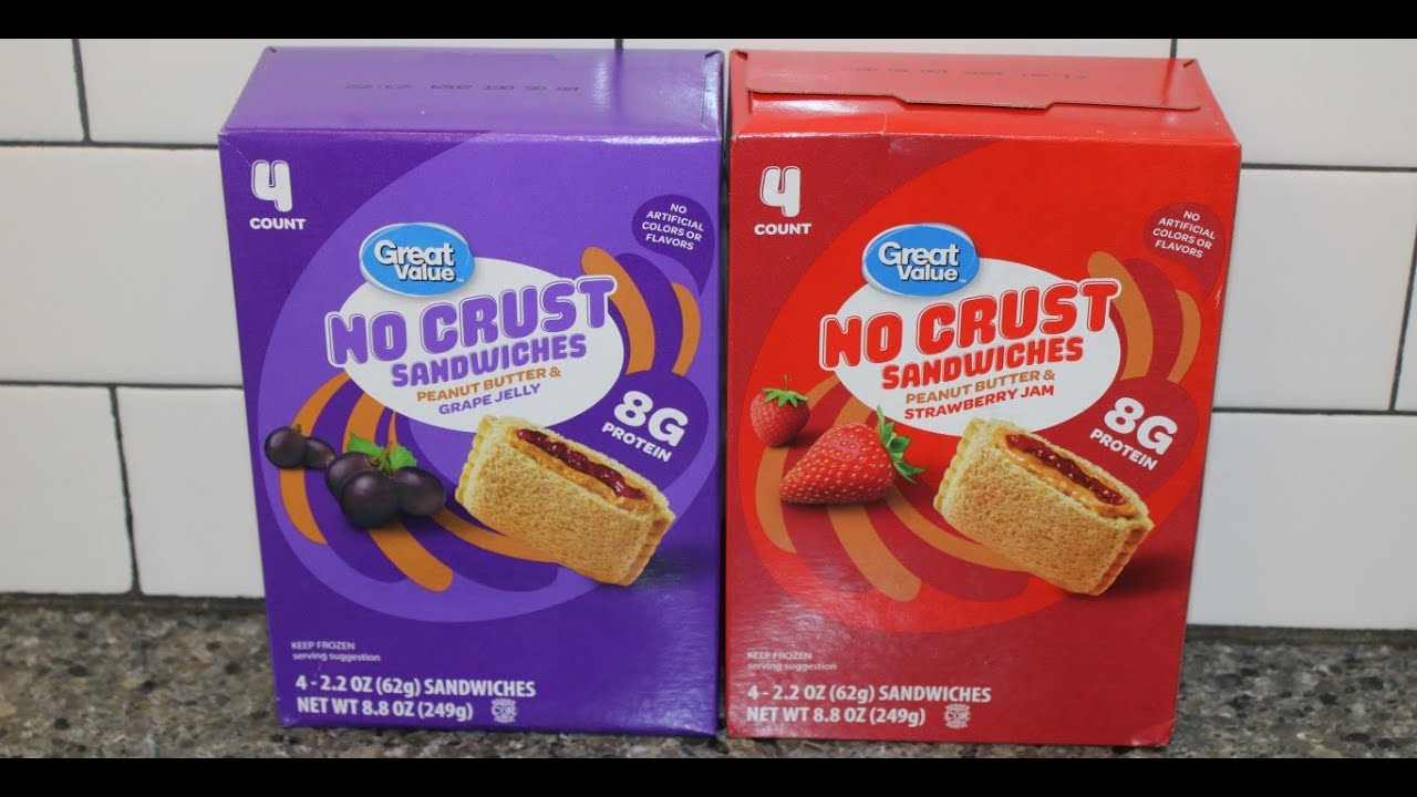 Обзор сэндвичей Great Value (Walmart) без корочки с арахисовым маслом и виноградным желе или клуб...