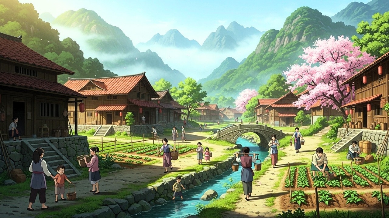 Peaceful Ancient Village Life 🌸Cozy ASMR Sounds for Relaxation & Deep Sleep | Studio Ghibli Inspired