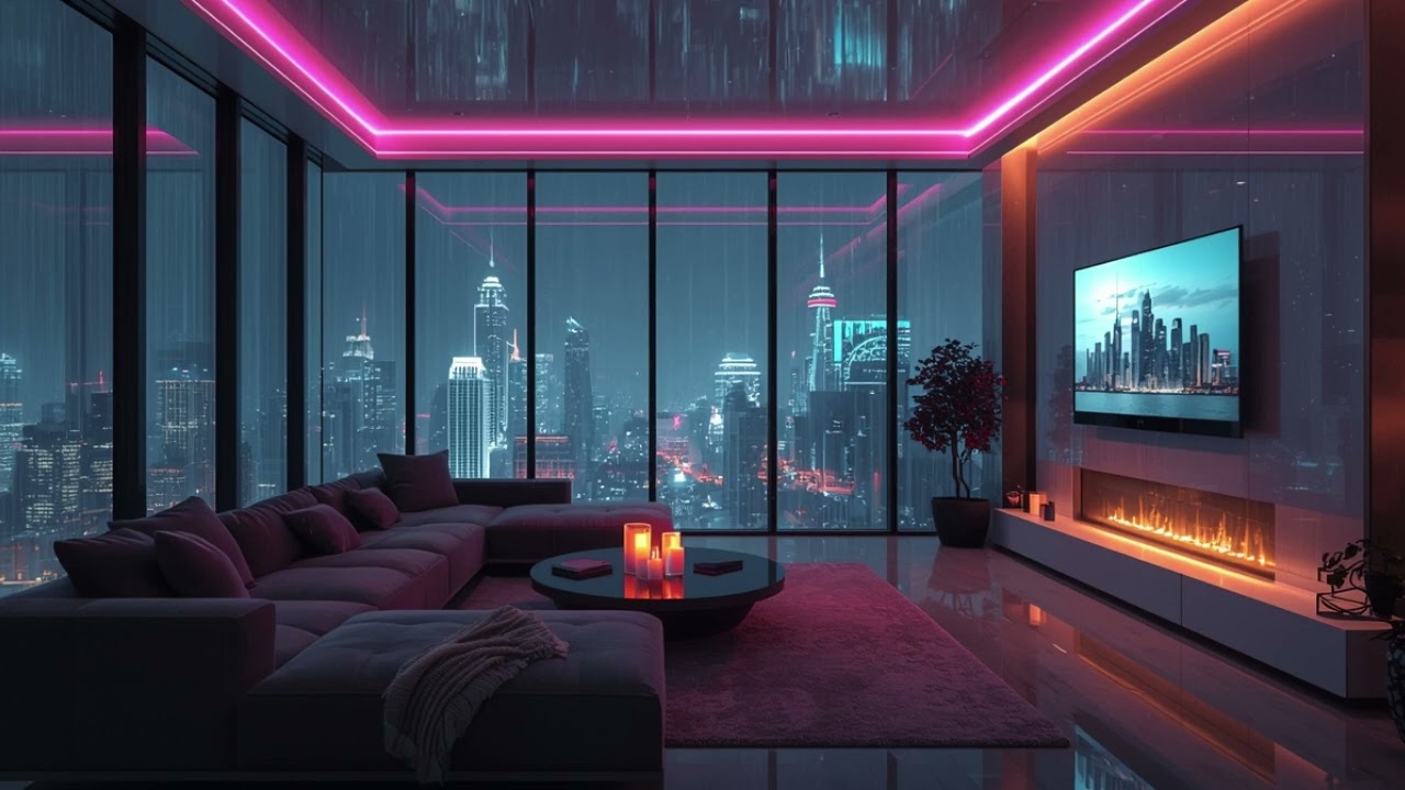 Shibuya After Dark - Rainy Tokyo Skyline Balcony with Lofi Chill Vibes