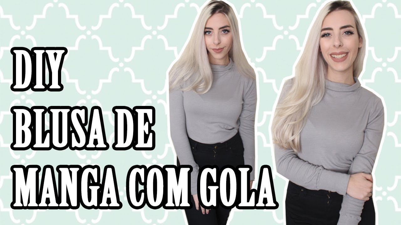DIY Blusa de manga comprida com gola FÁCIL - Costura para iniciantes