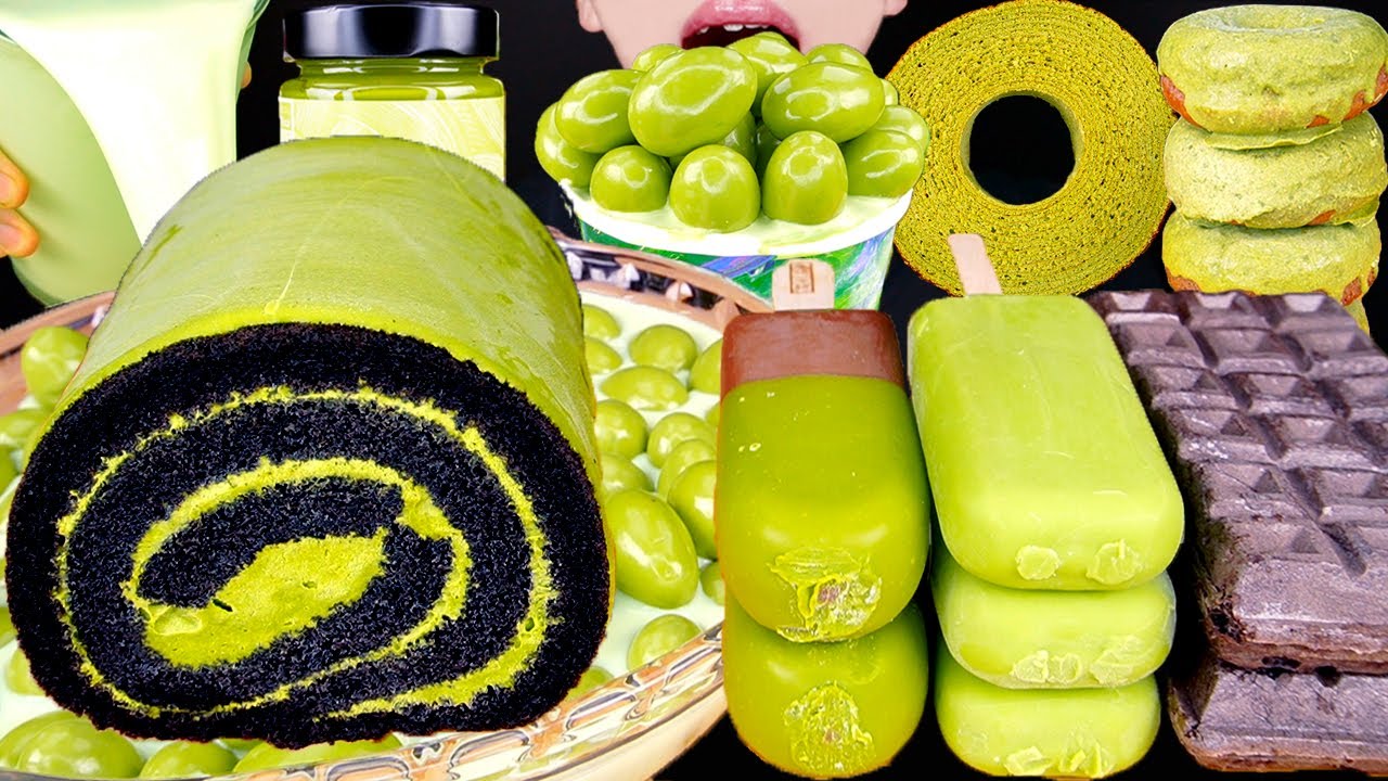 ASMR MAGNUM CHOCOLATE ICE CREAM GRREN TEA CAKE DOUGHNUTS NUTELLA DESSERT MUKBANG 먹방咀嚼音 EATING SOUNDS
