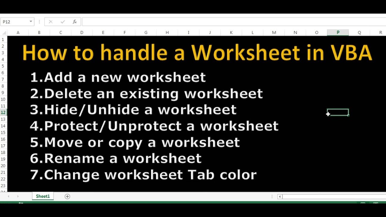 VBA Tutorial 5: How to handle a worksheet in VBA