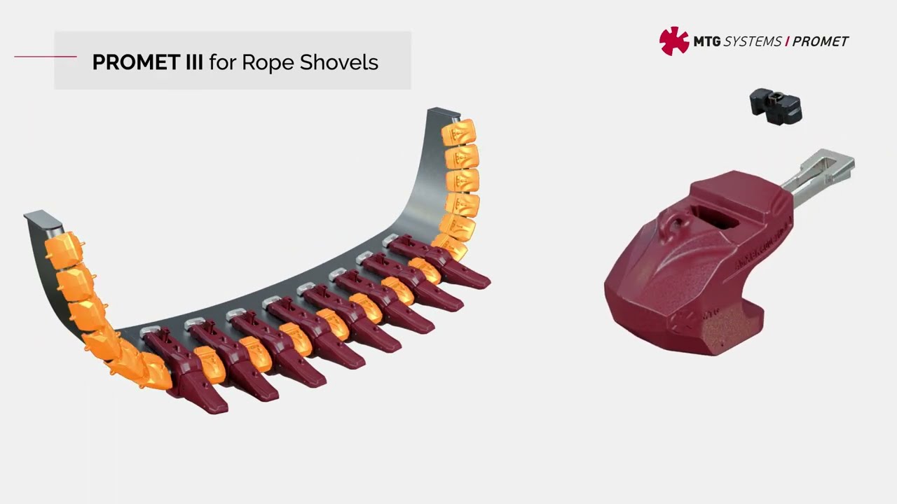MTG PROMET III Locking System for lip shrouds for Mining & Construction Excavators & Loaders