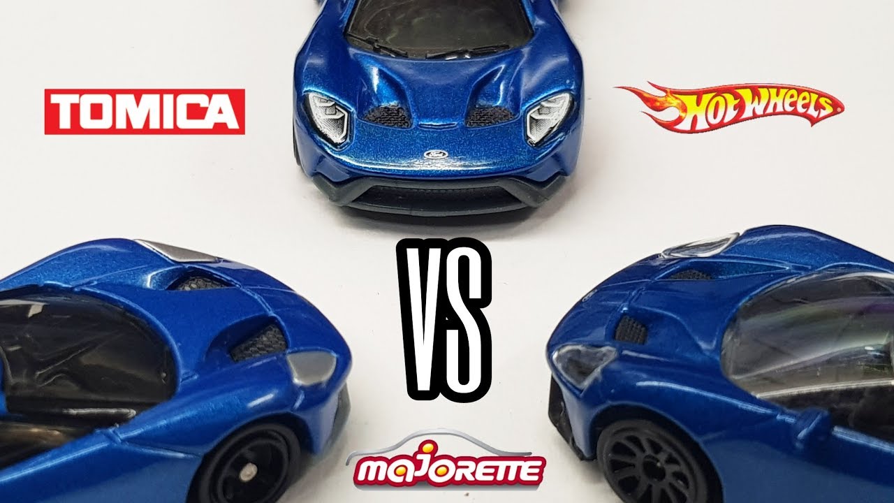 HOT WHEELS VS TOMICA VS MAJORETTE - 2017 Ford GT Manufacturer Comparison