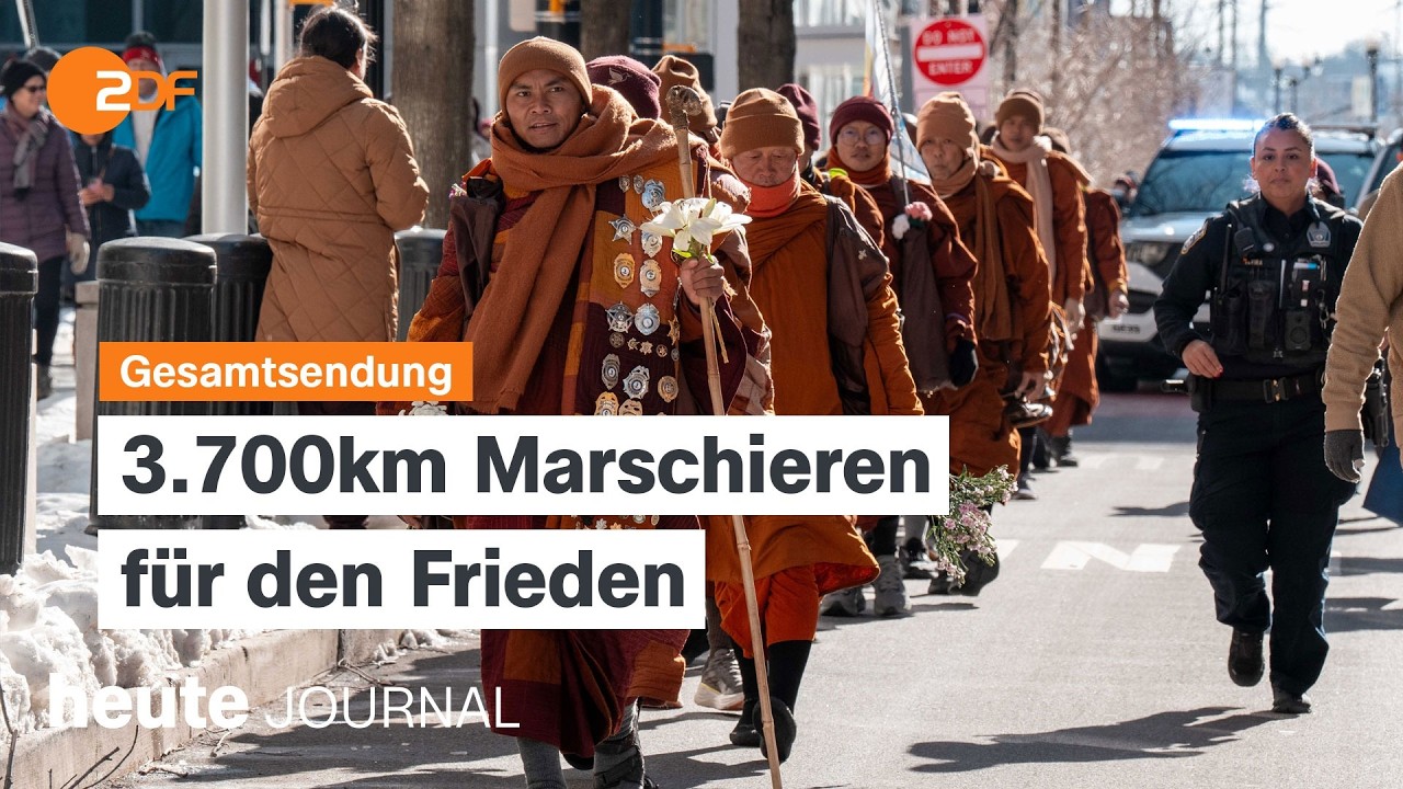 heute journal vom 10.02.2026 Mönche auf Friedensmarsch, Studie zu partnerschaftlicher Gewalt