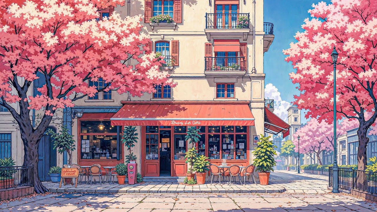 Pink Spring Café 🌸☕ Soft Lofi Beats & Peaceful Morning Vibes 🎧 Lofi Hip Hop to Heal, Chill
