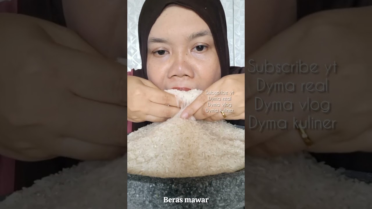 DYMA KULINER 💕ASMR RAW RICE EATING💕 Makan Beras Mentah💕 #mukbang #asmr #asmrsounds @Dymareal 