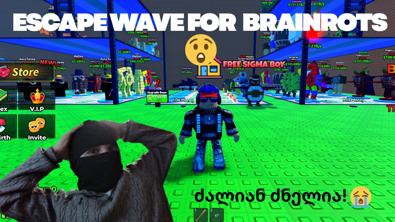 ვითამაშე ESCAPE WAVE FOR BRAINROTS PT2😮 (ისევ ნერვები მეშლება!!😭)
