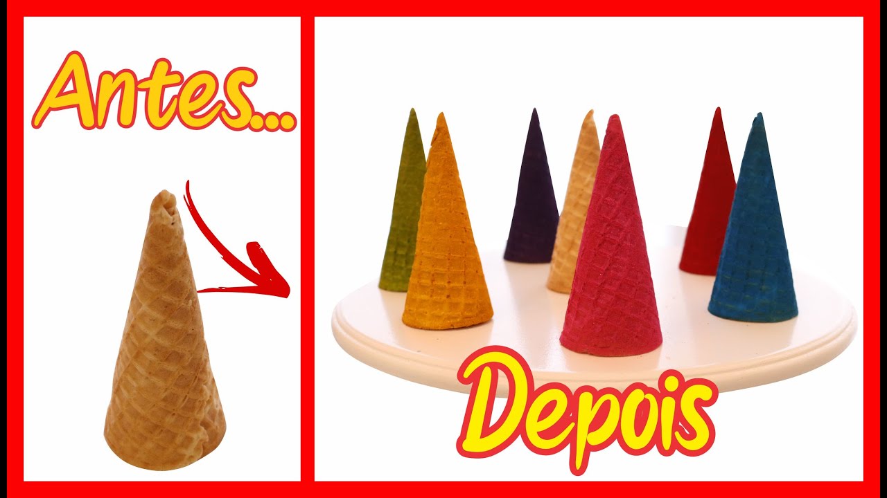 USE ISTO NA DECORAÇÃO DE SEUS BOLOS E SURPREENDA-SE | PINTURA EM CASQUINHA DE SORVETE  -Rebeca Poll