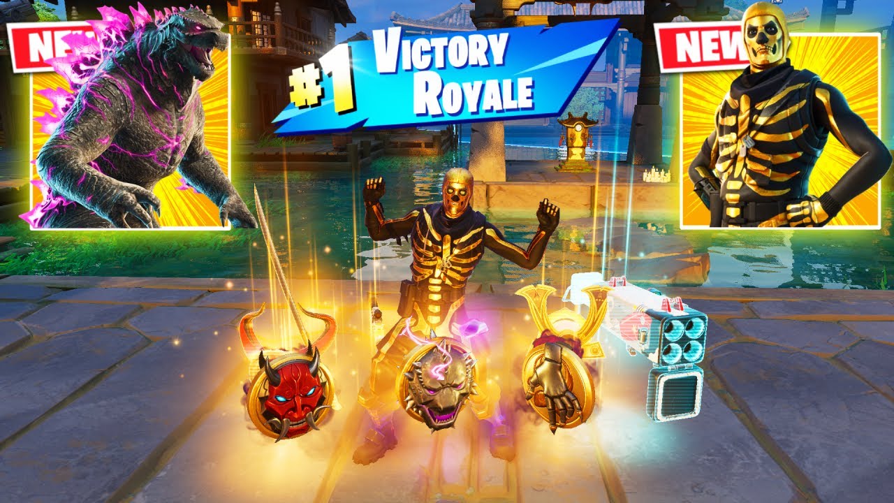 GILDED SKULL TROOPER (GODZILLA PORTAL) vs NEW 3 MEDALLIONS & MYTHIC’S CHALLENGE (FORTNITE CHAPTER 6)