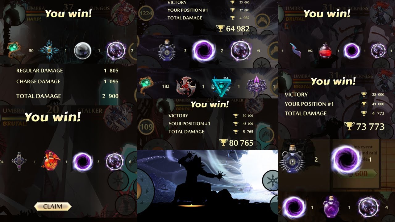 Shadow Fight 2 | Some Moments of my Gameplay of Underworld | DAMAGE RATES, POSITIONS, and REAWRDS...