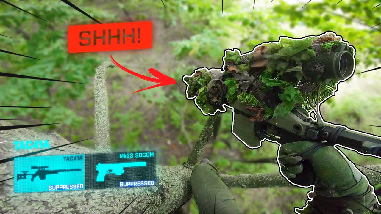 Airsoft Sniper Hiding in the Treetop