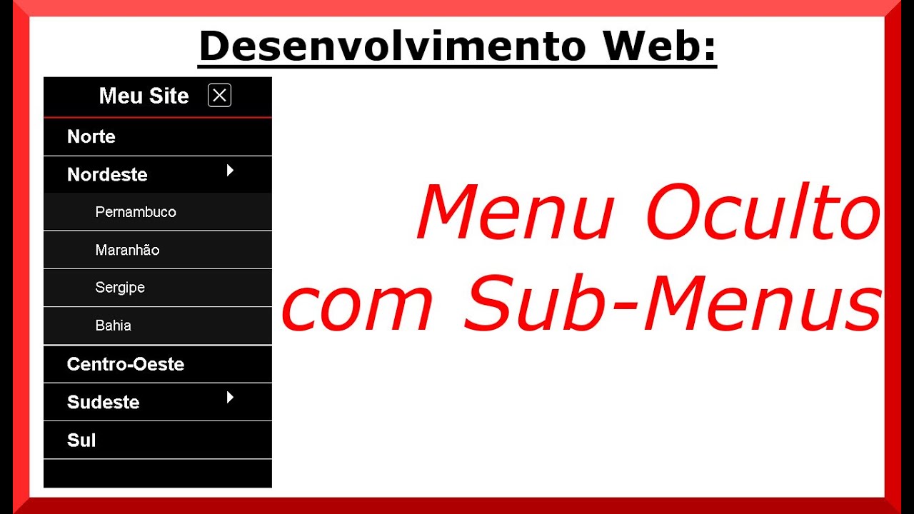 Criando Menu Lateral Oculto com Sub-Menu - HTML, CSS e Javascript -  Desenvolvimento Web