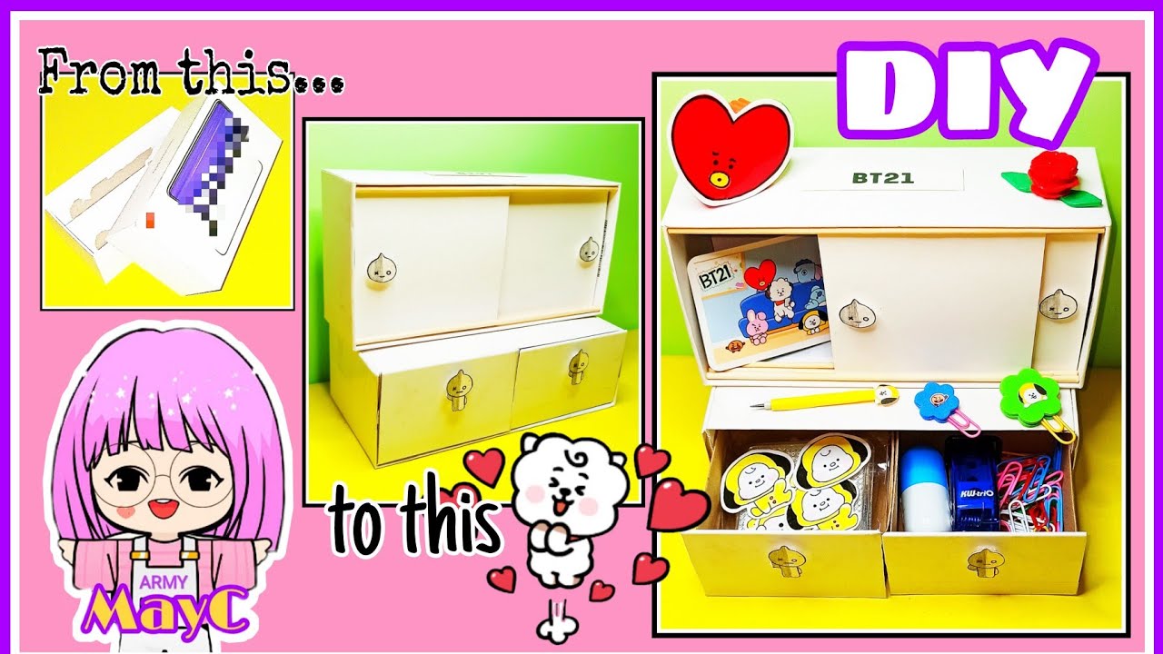 BT21 VAN DIY DESK ORGANIZER (using recycled materials)// Inexpensive DIY// ARMY MayC// Philippines🇵🇭