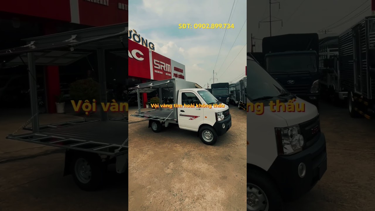 Xe tải nhỏ SRM K9 Th&ugrave;ng k&iacute;n c&aacute;nh dơi b&aacute;n h&agrave;ng tại tr&ecirc;n xe kh&ocirc;ng lo chi ph&iacute; mặt bằng #srm #xetainho