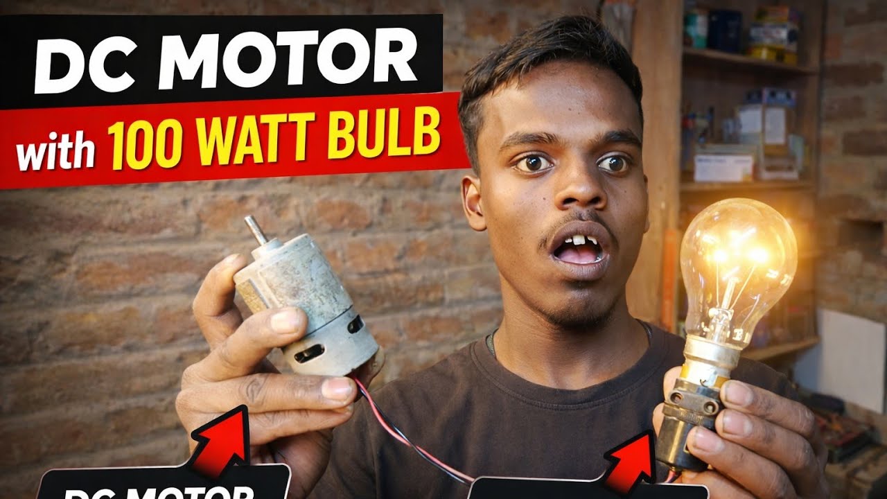 DC Motor With 100 Wat Bulb 💡!! क्या छोटा-मोटर 100 वाट का बल्ब जला सकता है क्या?
