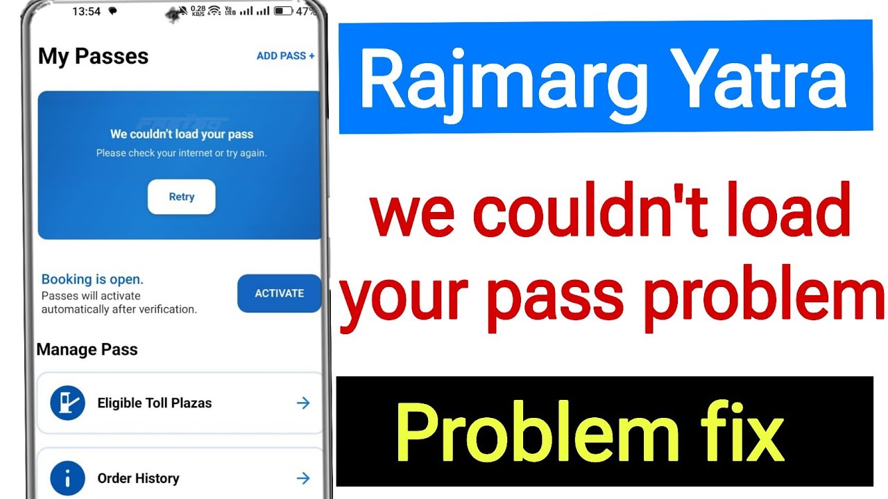 Rajmarg Yatra We Couldn't Load Your Pass Problem Today Fix || RajmargYatra Today Problem Fixed