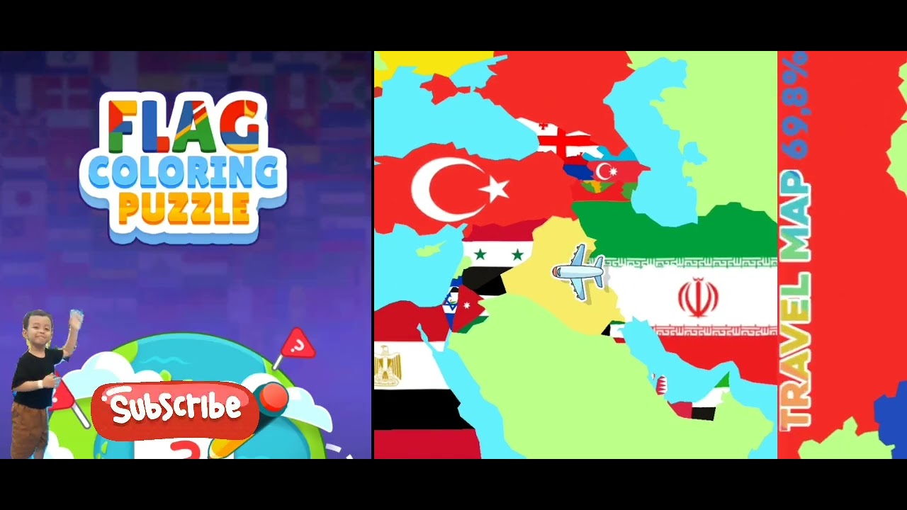 Nepal New Zeland Butan Kamboja Kroasia Iran - Paint the FLAG Painting Puzzle #games #study #painting