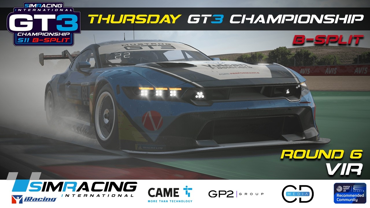SPLIT-B | GT3 Round 6 | VIR | SimRacing International Season 11 Championship